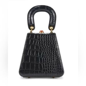 Staud Kenny croc embossed leather handle bag